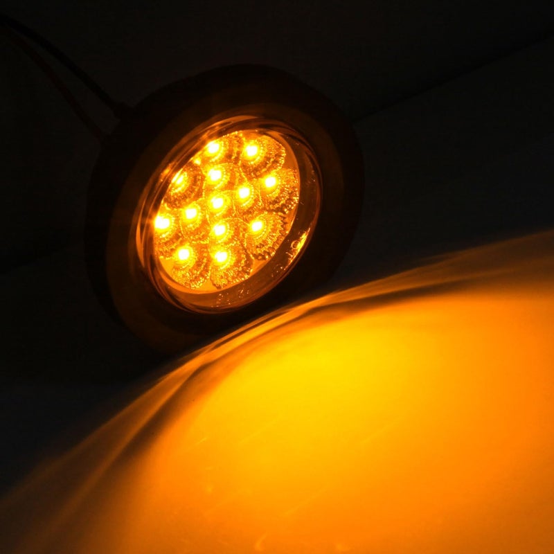 Partswcgg أضواء علامة LED دائرية 2.5 بوصة مع 13 LED عاكس، 8 برتقالي + 8 أحمر 2 1/2 بوصة في أضواء علامة مقطورة دائرية، أضواء جانبية للسيارات مع تركيبات مطاطية مقاومة للماء، مع أسلاك مزدوجة - Image 4